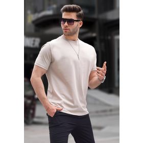 Madmext 6131 Taş Rengi Regular Fit Basic Erkek T-shirt