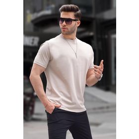 Madmext 6131 Taş Rengi Regular Fit Basic Erkek T-shirt