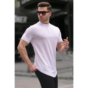 Madmext 6132 Beyaz Polo Yaka Basic Erkek T-shirt