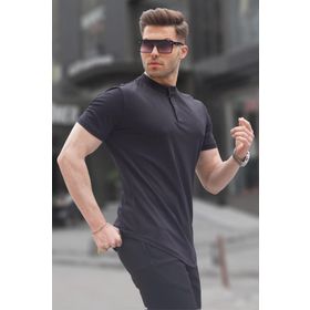 Madmext 6132 Siyah Polo Yaka Basic Erkek T-shirt