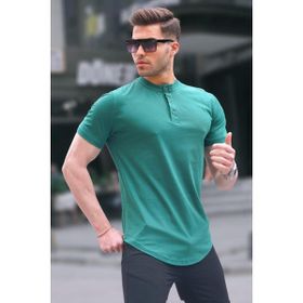 Madmext 6132 Yeşil Polo Yaka Basic Erkek T-shirt