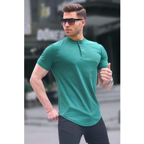 Madmext 6132 Yeşil Polo Yaka Basic Erkek T-shirt