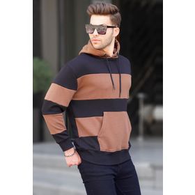 Madmext 6144 Siyah Çizgili Erkek Sweatshirt