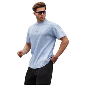 Madmext 6175 Bebe Mavisi Bisiklet Yaka Erkek T-shirt
