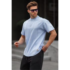 Madmext 6175 Bebe Mavisi Bisiklet Yaka Erkek T-shirt