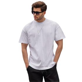 Madmext 6175 Beyaz Bisiklet Yaka Erkek T-shirt