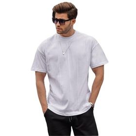 Madmext 6175 Beyaz Bisiklet Yaka Erkek T-shirt