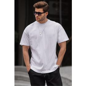 Madmext 6175 Beyaz Bisiklet Yaka Erkek T-shirt