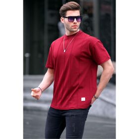 Madmext 6175 Bordo Bisiklet Yaka Erkek T-shirt