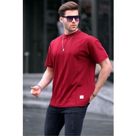Madmext 6175 Bordo Bisiklet Yaka Erkek T-shirt