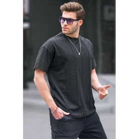 Madmext 6175 Siyah Bisiklet Yaka Erkek T-shirt