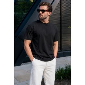 Madmext 6175 Siyah Bisiklet Yaka Erkek T-shirt