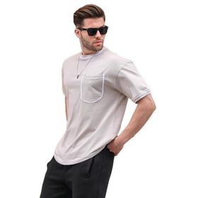 Madmext 6176 Bej Cep Detaylı Erkek T-shirt