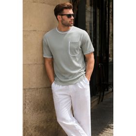 Madmext 6176 Mint Yeşili Cep Detaylı Erkek T-shirt