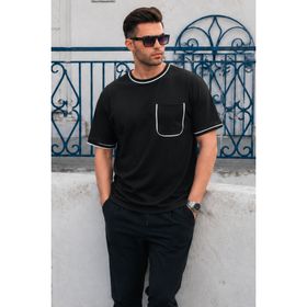 Madmext 6176 Siyah Cep Detaylı Erkek T-shirt