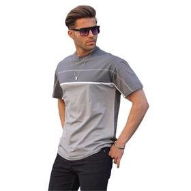 Madmext 6177 Füme Renk Bloklu Erkek T-shirt