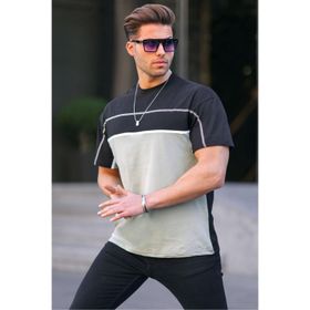 Madmext 6177 Siyah Renk Bloklu Erkek T-shirt