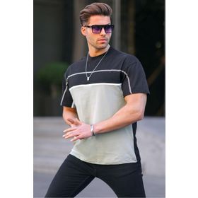 Madmext 6177 Siyah Renk Bloklu Erkek T-shirt