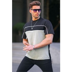Madmext 6177 Siyah Renk Bloklu Erkek T-shirt
