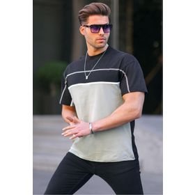 Madmext 6177 Siyah Renk Bloklu Erkek T-shirt