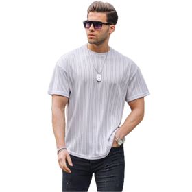 Madmext 6179 Boyalı Gri Oversize Bisiklet Yaka Erkek T-shirt