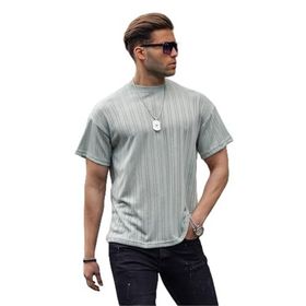 Madmext 6179 Mint Yeşili Oversize Bisiklet Yaka Erkek T-shirt
