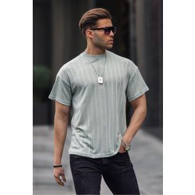 Madmext 6179 Mint Yeşili Oversize Bisiklet Yaka Erkek T-shirt