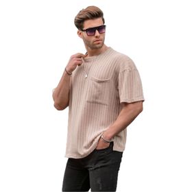 Madmext 6180 Bej Oversize Erkek T-shirt