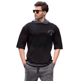 Madmext 6182 Ekru Kapüşonlu Erkek T-shirt
