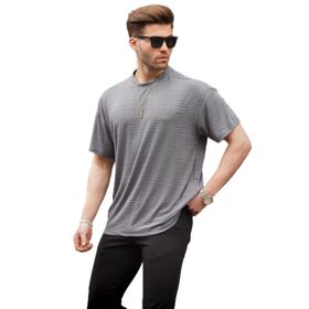 Madmext 6191 Füme Oversize Bisiklet Yaka Erkek T-shirt