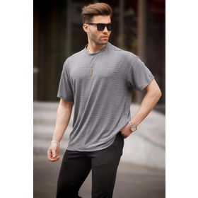 Madmext 6191 Füme Oversize Bisiklet Yaka Erkek T-shirt