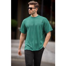 Madmext 6191 Yeşil Oversize Bisiklet Yaka Erkek T-shirt