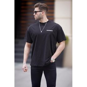 Madmext 6192 Siyah Oversize Baskılı Erkek T-shirt
