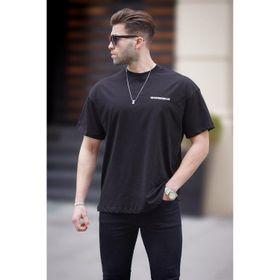 Madmext 6192 Siyah Oversize Baskılı Erkek T-shirt