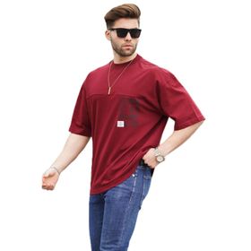Madmext 6193 Bordo Oversize Baskılı Erkek T-shirt