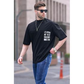 Madmext 6193 Siyah Oversize Baskılı Erkek T-shirt