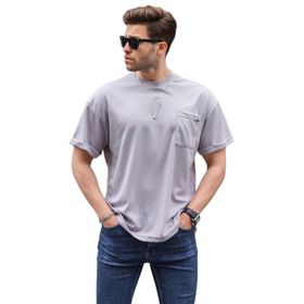 Madmext 6194 Mint Yeşili Cep Detaylı Oversize Erkek T-shirt