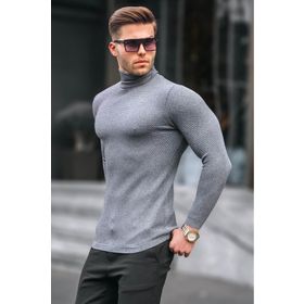 Madmext 6306 Antrasit Balıkçı Yaka Erkek Triko Kazak
