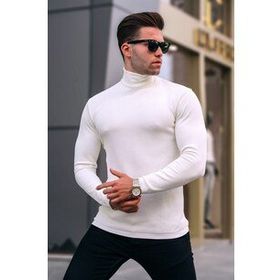 Madmext 6306 Kemik Rengi Balıkçı Yaka Erkek Triko Kazak