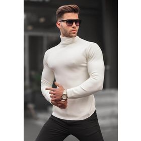 Madmext 6306 Kemik Rengi Balıkçı Yaka Erkek Triko Kazak