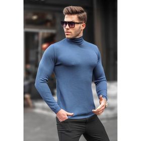 Madmext 6306 Lacivert Balıkçı Yaka Erkek Triko Kazak