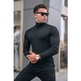 Madmext 6306 Siyah Balıkçı Yaka Erkek Triko Kazak