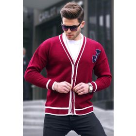 Madmext 6314 Bordo Triko Erkek Hırka