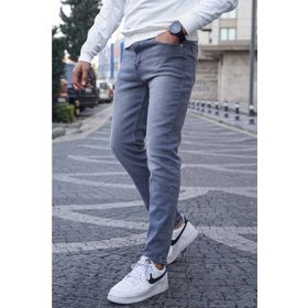 Madmext 6323 Gri Likralı Skinny Fit Erkek Jean Pantolon