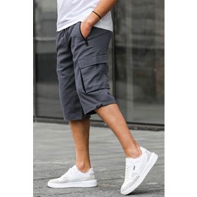 Madmext 6332 Füme Kargo Cep Erkek Gabardin Kapri Şort