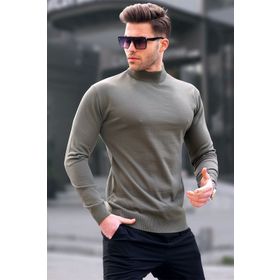 Madmext 6343 Çağla Yeşili Slim Fit Yarım Balıkçı Yaka Erkek Triko Kazak