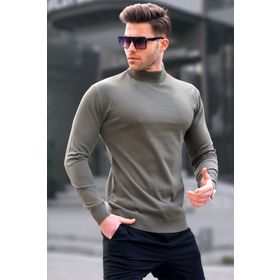 Madmext 6343 Çağla Yeşili Slim Fit Yarım Balıkçı Yaka Erkek Triko Kazak