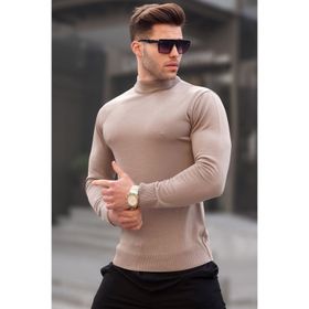 Madmext 6343 Vizon Slim Fit Yarım Balıkçı Yaka Erkek Triko Kazak