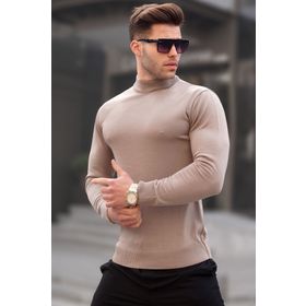 Madmext 6343 Vizon Slim Fit Yarım Balıkçı Yaka Erkek Triko Kazak