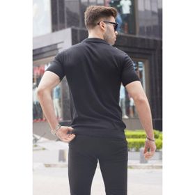 Madmext 6353 Siyah Polo Yaka Triko Erkek T-shirt